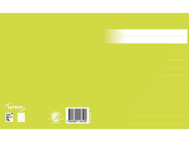 Skrivhäfte17x21cm linj. 14,5mm ljusgrön